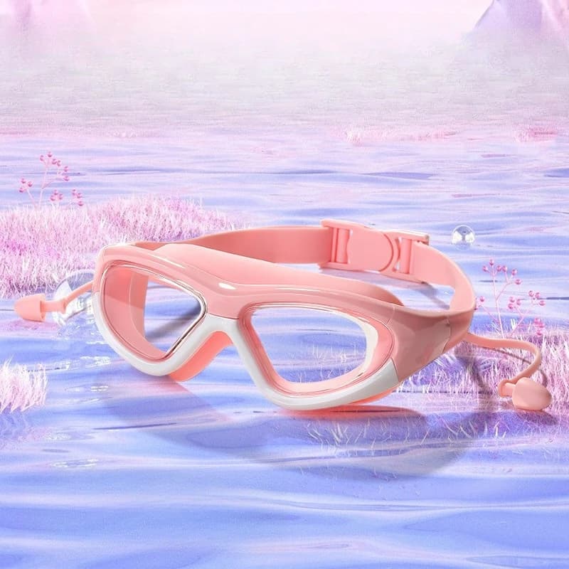 Occhialini da nuoto per bambini, montatura grande, alta definizione, occhialini da nuoto in silicone antiappannamento, occhiali di sicurezza