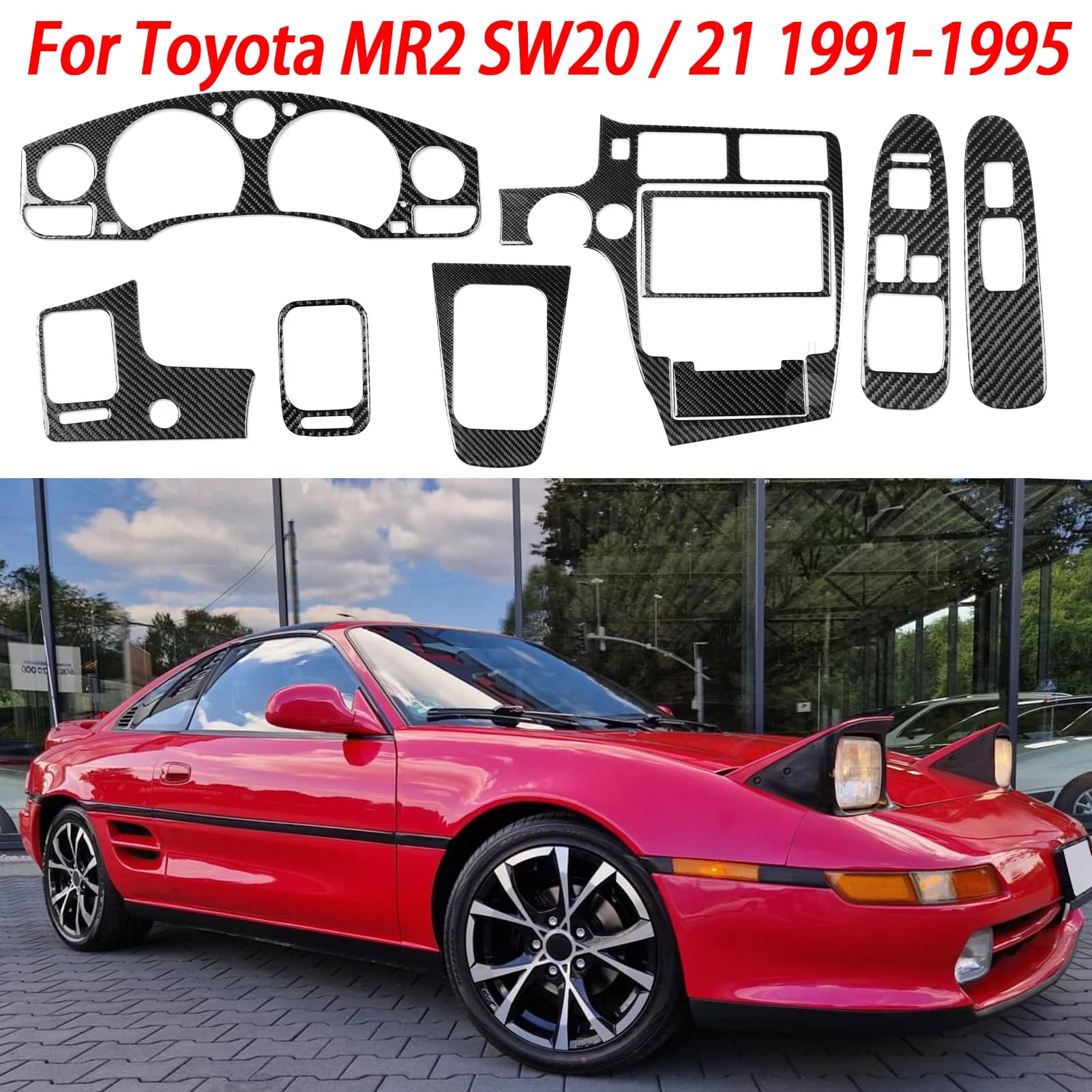 For Toyota MR2 SW20/21 1991-1995 Accessories Auto Dashboard Air Output Console CD Panel Window Elevator Button Adhesive Cover