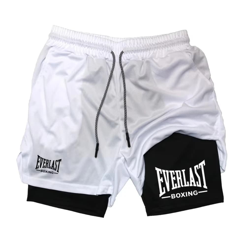 Pantaloncini da palestra a compressione da uomo, pantaloni sportivi stampati, a doppio strato, ad asciugatura rapida, basket, muscoli, fitness JW365