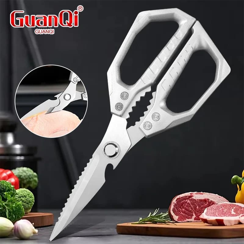 Stainless Steel Powerful Chicken Bone Scissors Strong Scissors Sharp Fish Bone Remover Scissors Household Kitchen Food Scissors
