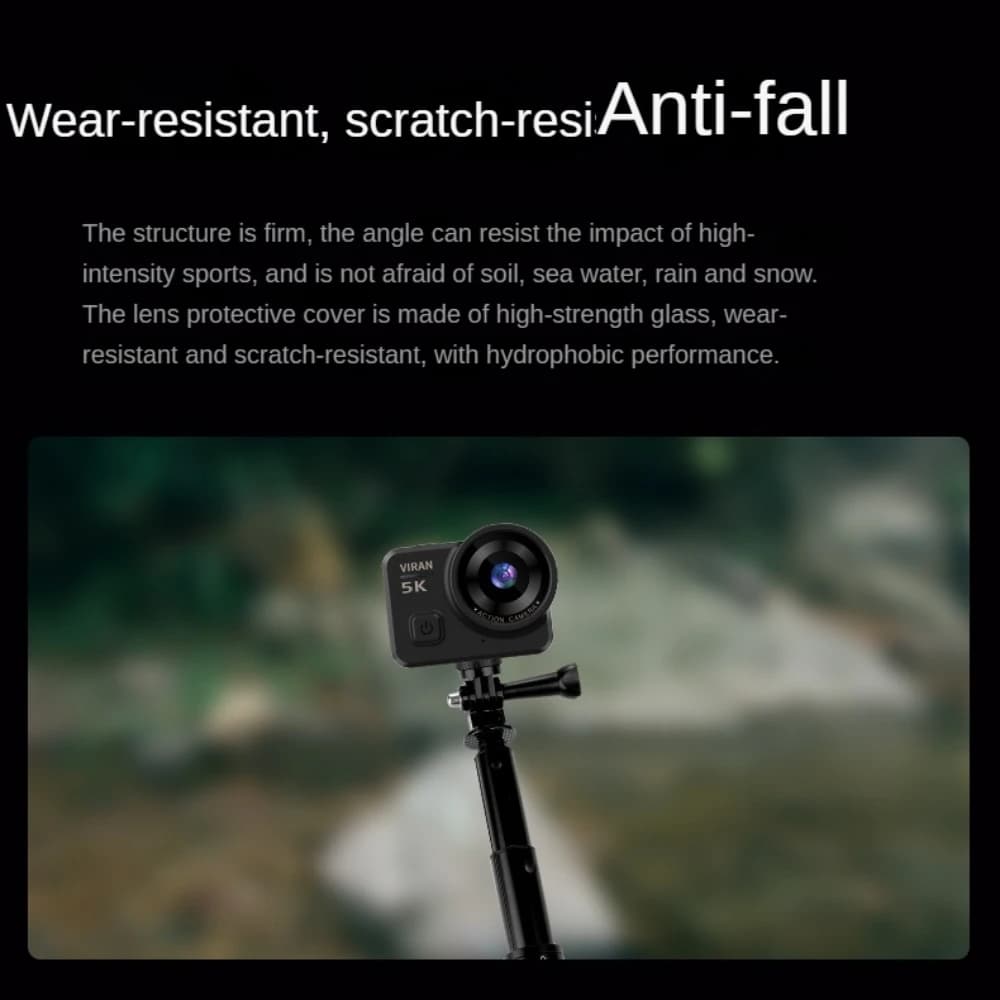 Videocamera Sportiva Mini HD 4K WiFi 60FPS con Telecomando, Schermo Impermeabile, Registratore di Guida e Webcam Wireless