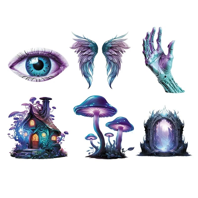 Magic Eyes Cartoon Magic Mushroom Wings DTF Thermo Sticker decalcomanie trasferimento di calore sui vestiti toppa in ferro per felpe stampa