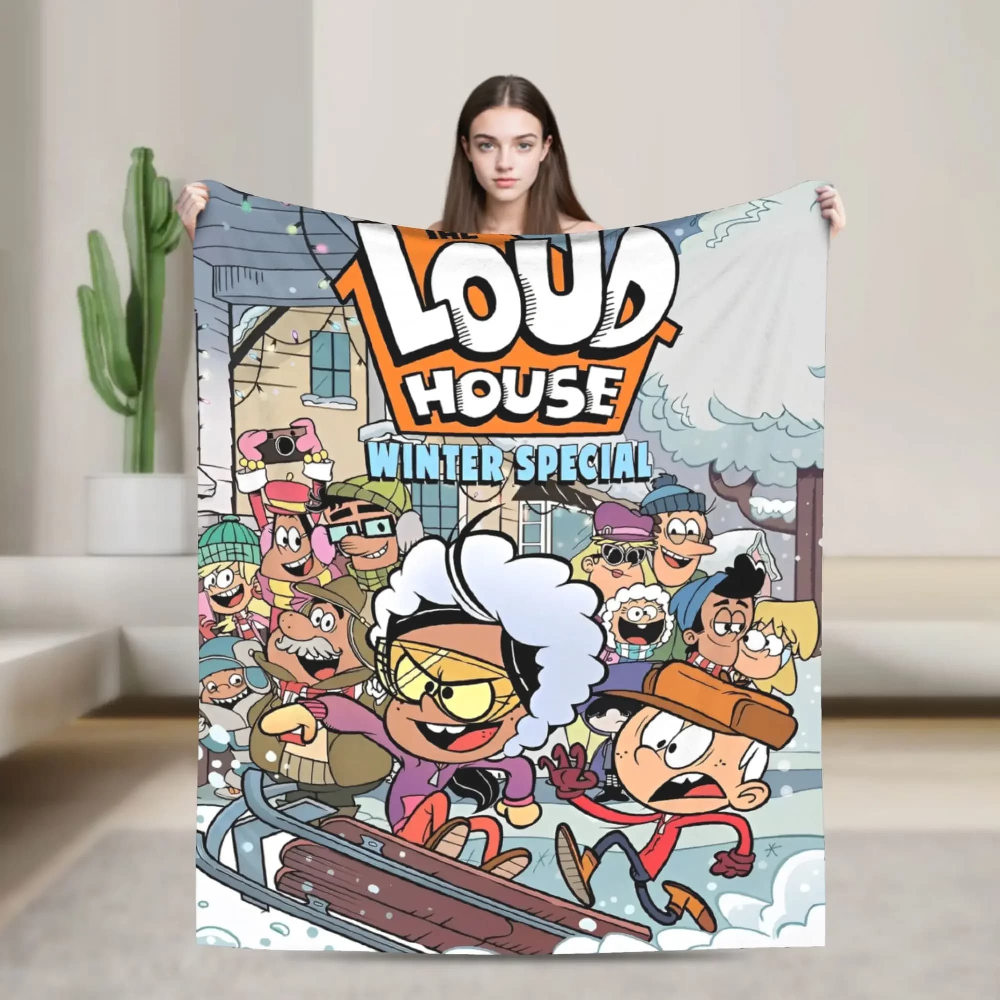 L-Loud Houses Family Cartoon Flannel Blankets Soft Throw Blanket for Living Room Decorative Pattern Bedspread Sofa Bed Cover