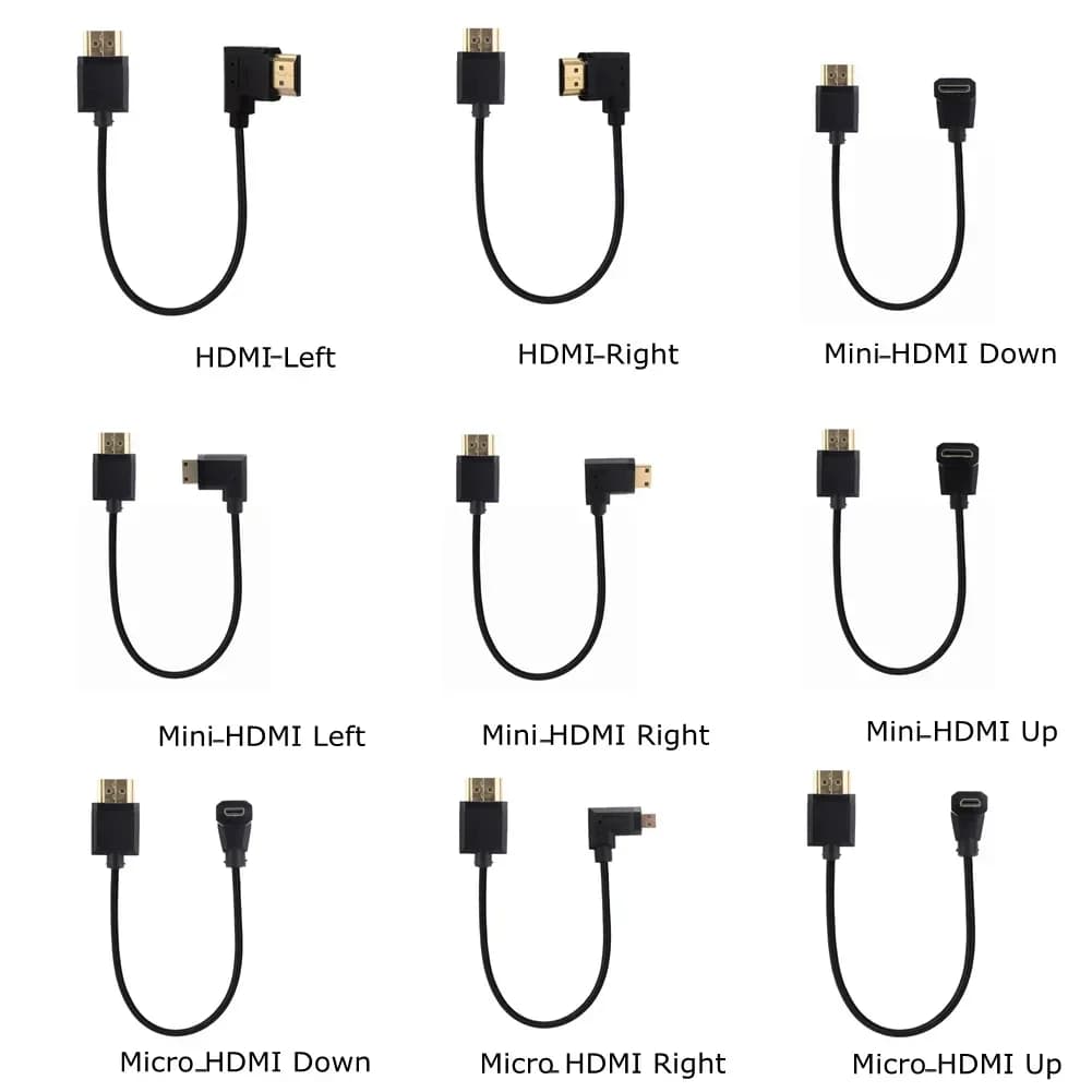 Portatile 15CM OD3.0mm Super Soft Micro HDMI compatibile e Mini-HDMI 2.0 maschio sottile cavo corto HD 2K 4K @ 60hz HDMI2.0 90 cavo angolare