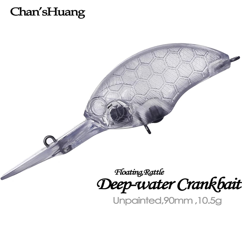 Chan'sHuang 20 pcs non-painted empty spaces esca 90mm deep water deep dives floats sonagli Crankbait DIY handmade artificial fishing call