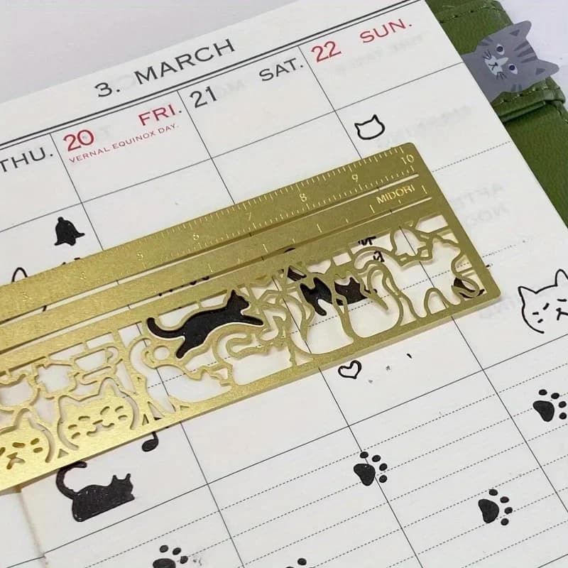 1PCS Cute Cat Double-Sided Bookmark with Ruler Practical Multifunctional Creative Stationery for Diary Planner Notes Notebook