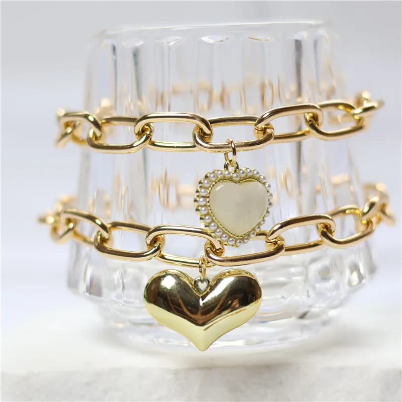Fashion Gold Pet Chain Necklace with Bow/Heart Pendant Cute Pet Jewelry for Small Pets