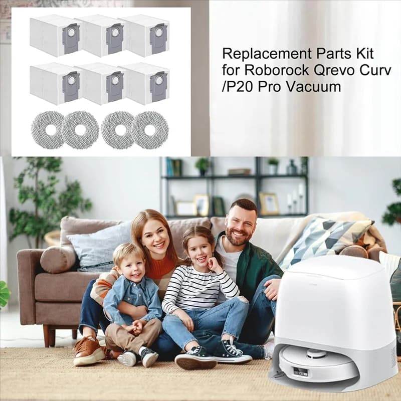 Kit di accessori di ricambio per Roborock Qrevo Curve / P20 Pro Robot Aspirapolvere Parti Mop Pad Sacchetti per la polvere-A21R
