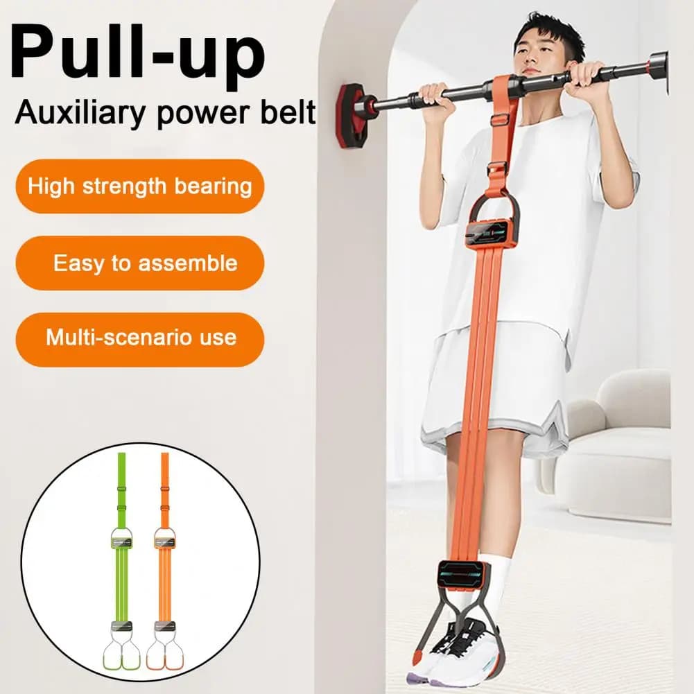 Back muscles strengthening band with digital counter, traction support band, for strength training at home gym, elastic and durable for bar