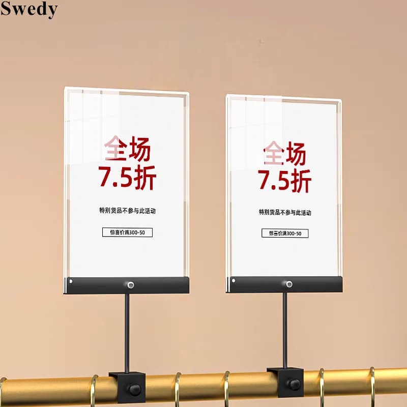 2 Pezzi Cornice Porta Prezzi in Metallo A4 210x297mm, Espositore per Etichette Promozionali da Supermercato