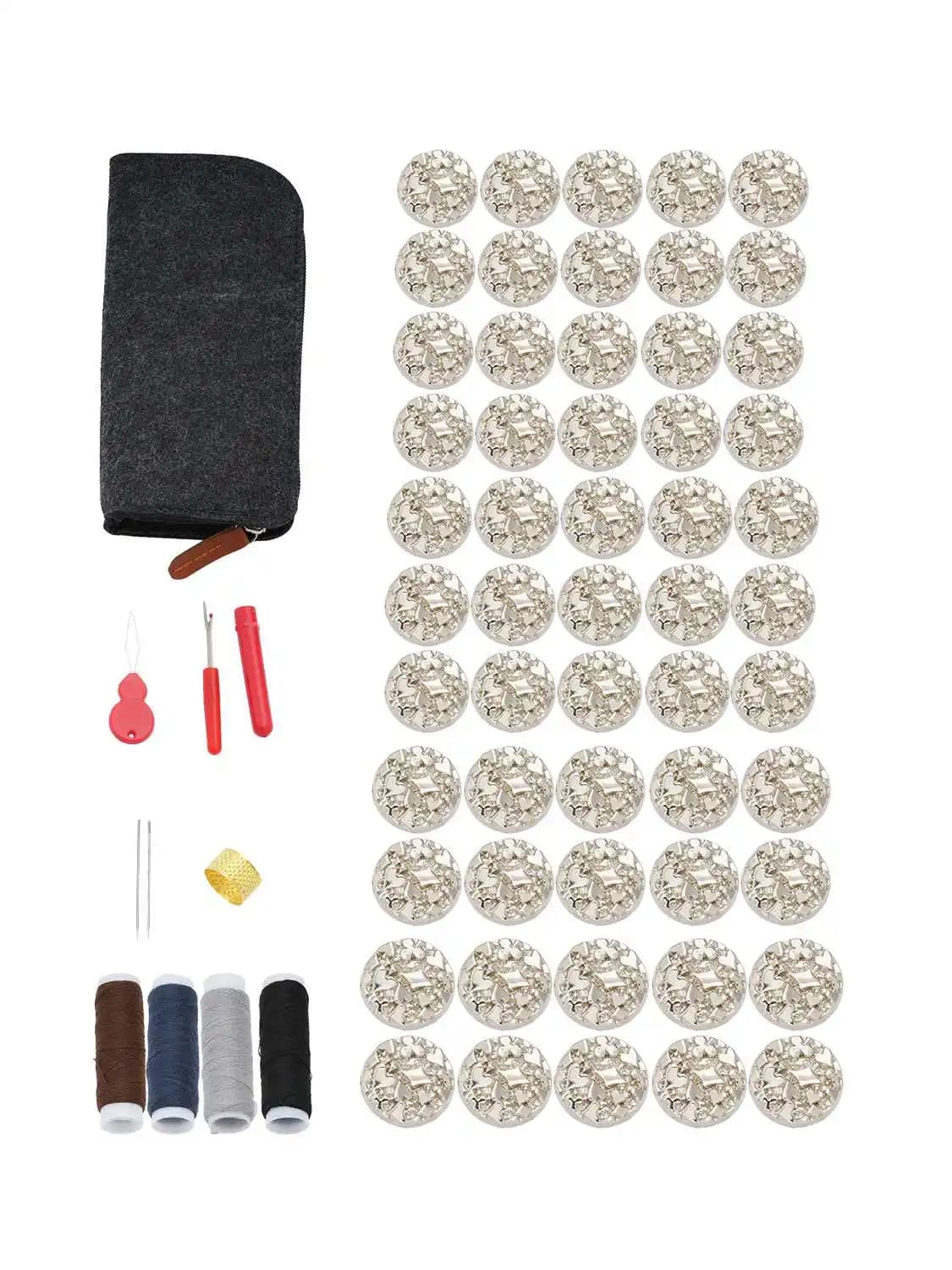 55 Pz/lotto Moda Asimmetrica Poker Abiti Modello Bottoni Kit Argento Placcato Rotondo Bottoni Da Cucire per Abbigliamento FAI DA TE 15-23mm