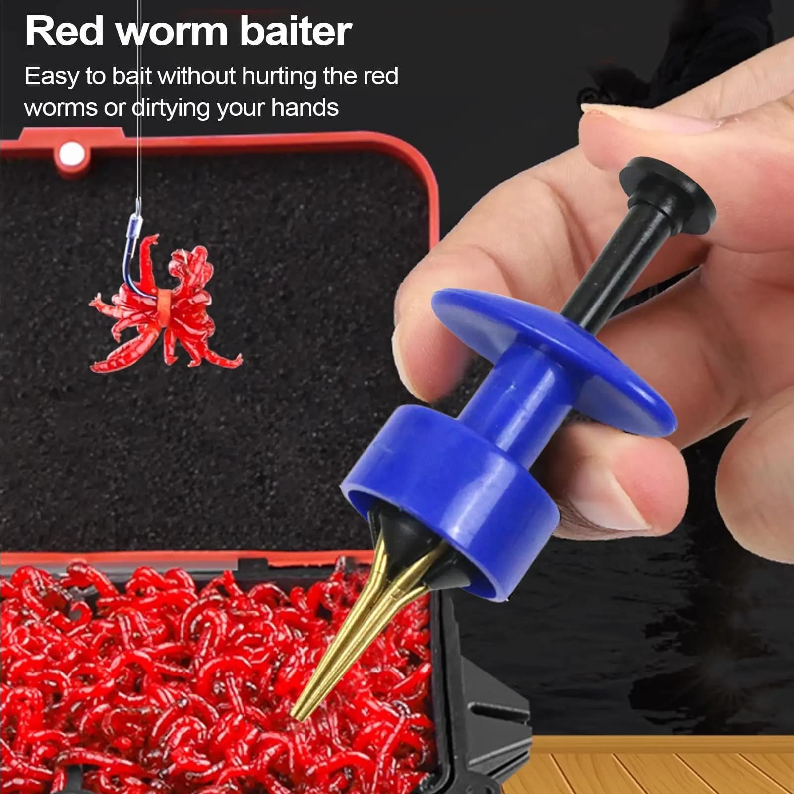 Tool for applying pellet baits, device for applying red worm-shaped baits, fishing accessories for carp fishing.