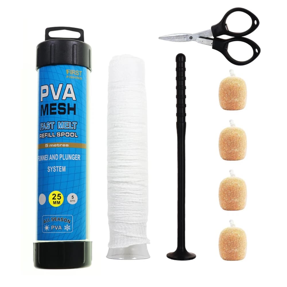 Kit per Preparazione Esche con Imbuto e Rete PVA, Rete PVA da 5m a Maglia Fine, Dissoluzione Rapida in Acqua per Applicazioni di Pesca