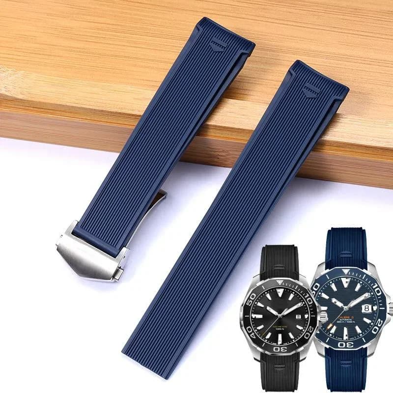 Per TagHeuer Tag Heuer Orologio subacqueo Nero Blu Acqua Fantasma Way101/201 Accessori per cinturini in gomma siliconica Cinturini da 22 mm