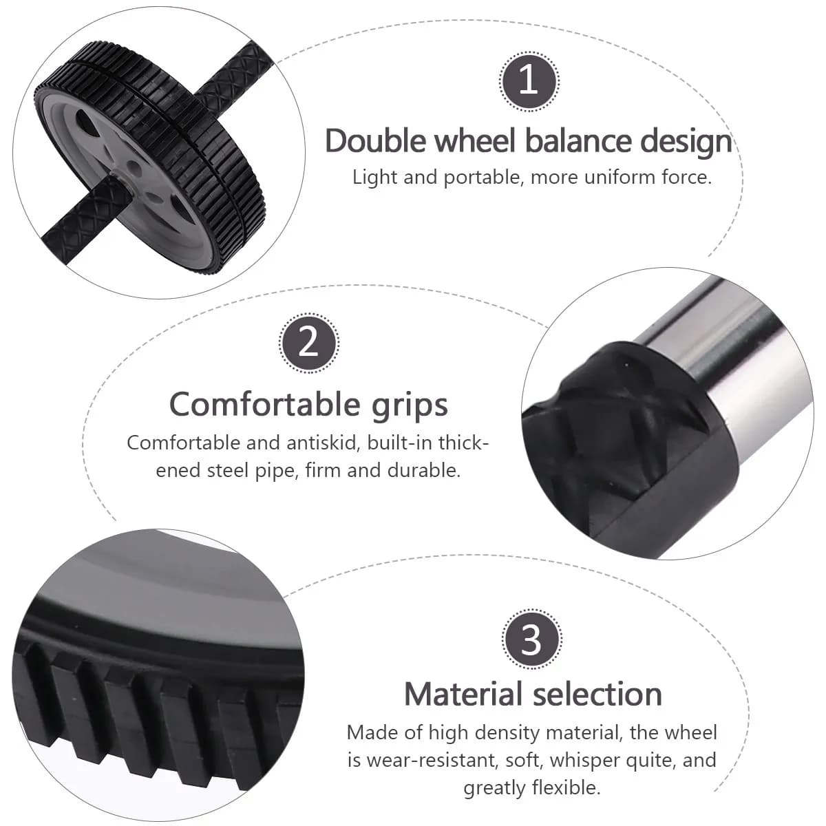Premium Ab Roller Wheel Exercise Fitness Wheel for Home Gym Office Core Workout Flat Toned Tummy Wear Resistant Flexible Noise