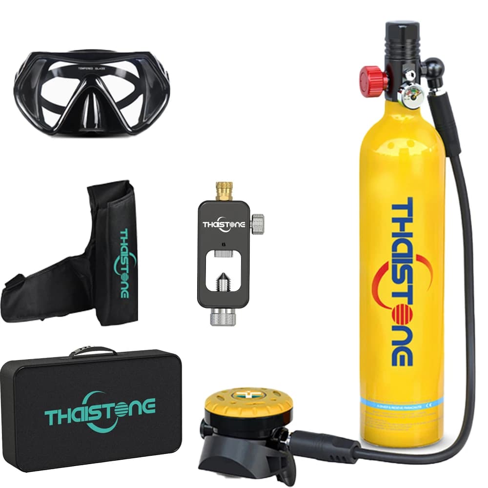 THAISTONE-1L Bombola Subacquea Portatile, Cilindro di Ossigeno per Immersioni Professionali con Adattatore, 15-25 Minuti