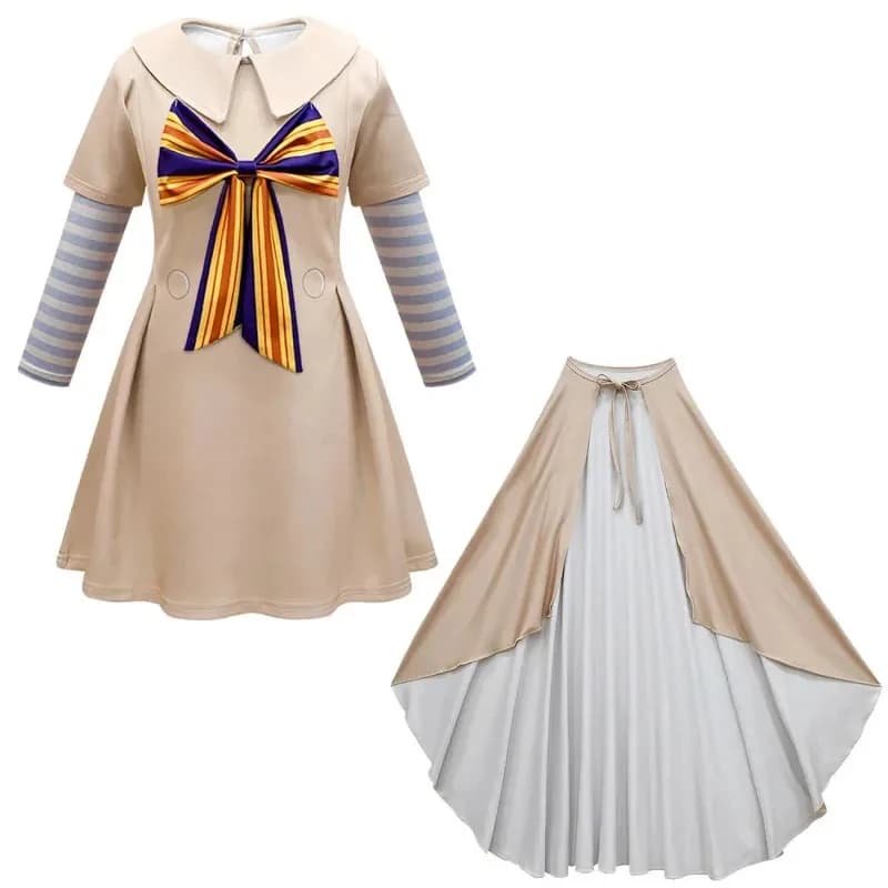 ★Halloween Cosplay Costume ren's Fake Two-Piece Lapel Long Sleeve Skirt m3gan Meghan Girl's Bow Dres♥ All corners of the country