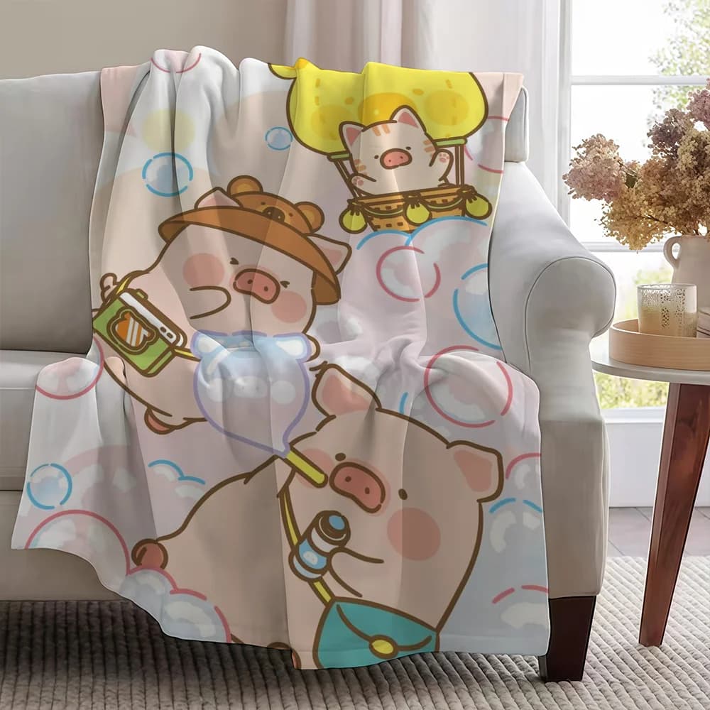 Cute Cartoon L-LuLuS The Piggy Blanket Soft Warm Furry Throw Super Kids Toys Bed Sofa Car Cradle