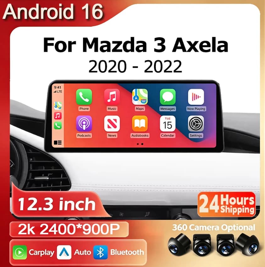 2400 900P 12.3 inch For Mazda 3 Axela 2020-2022 Car Radio Multimedia Video Player Navigation GPS Android Auto Carplay BT WIFI