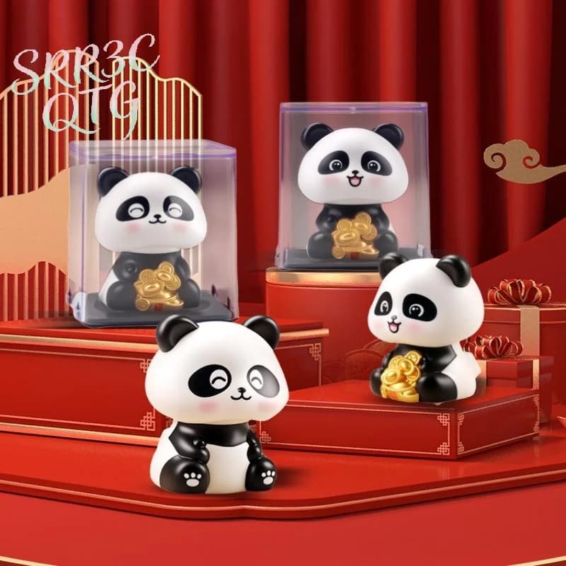 1 Pezzo Bambola Panda a Energia Solare, Decorazione Portafortuna per Auto, Simpatico Ornamento Panda con Testa Oscillante, Modellino da Collezione, Regali Creativi