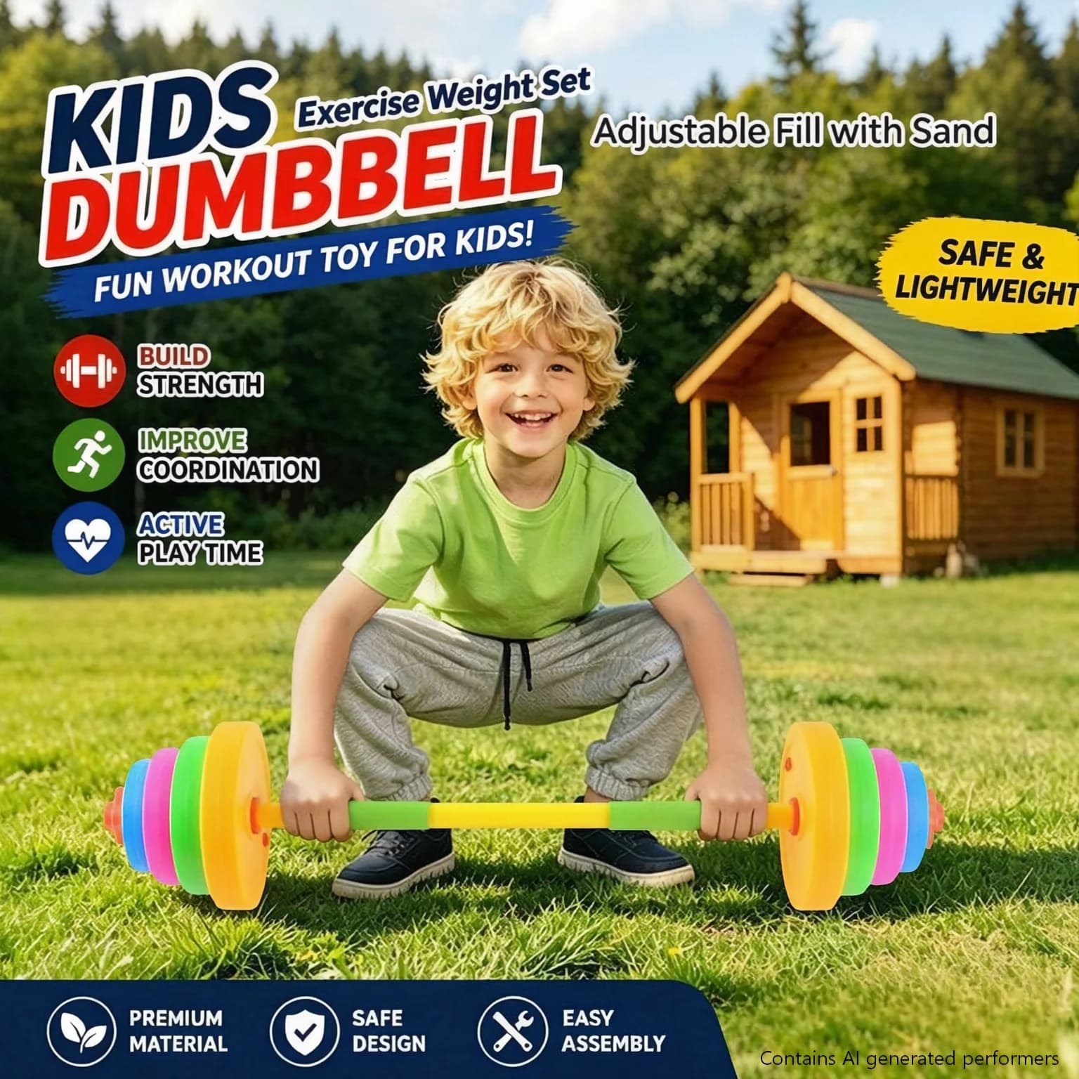 Kids Adjustable Fillable Dumbbell Barbell Set Water Sand Fitness Sports Training Equipment Indoor Outdoor for Boys Girls 3+ Gift