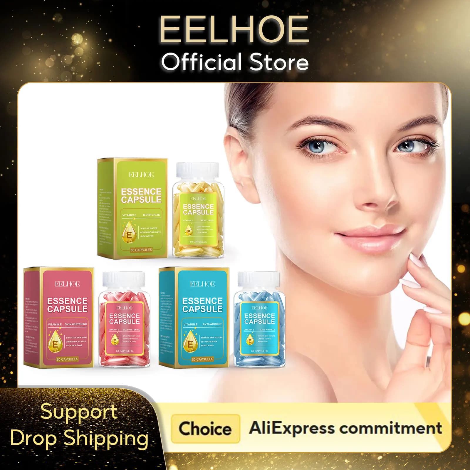 Capsule di siero viso schiarente Nicotinamide Stringere la pelle Schiarente Trattamento idratante ringiovanimento Siero capsula di vitamina E