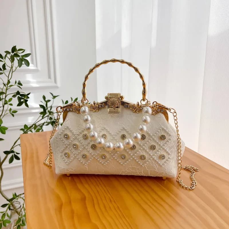 Borsa da sposa di moda di lusso Borsa a mano con manico superiore con diamanti Borsa a tracolla da donna con catena