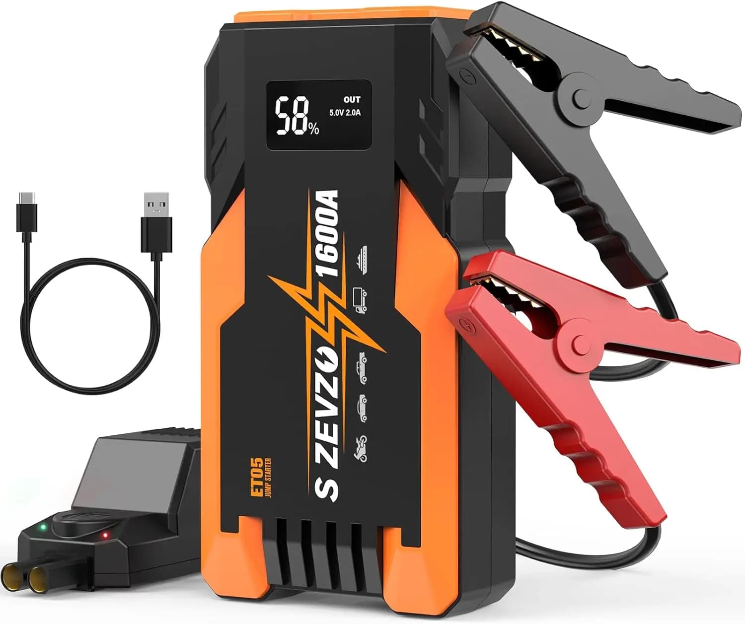 Avviatore d'Emergenza Portatile 1000A per Motori a Benzina 7.0L e Diesel 5.5L con Batteria di Avviamento