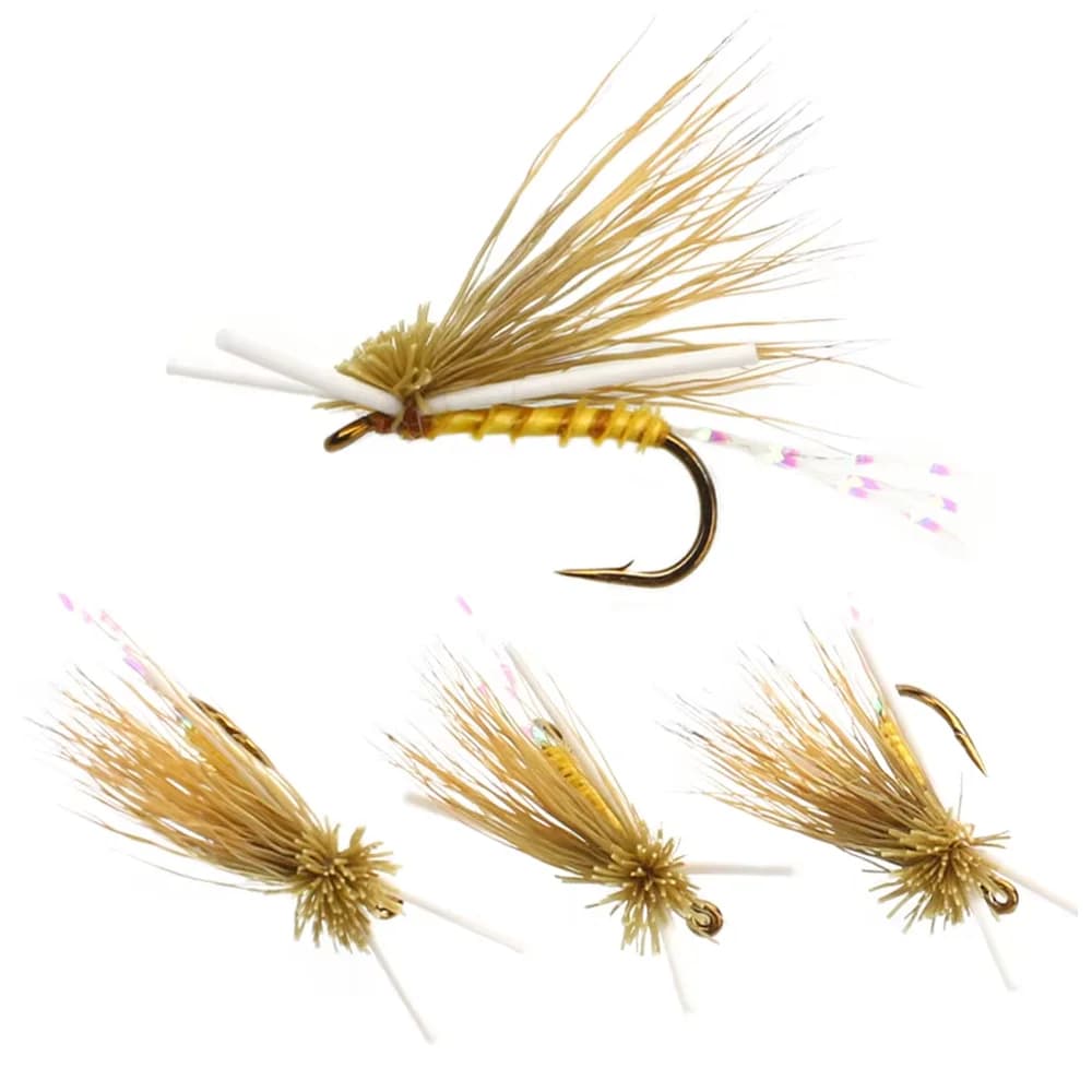 8 pezzi # 12 # 14 Mosche Artificiali in Pelo di Alce con Amo in Acciaio ad Alto Tenore di Carbonio, Gamba in Gomma, per Pesca a Mosca Secca di Trota, Steelhead e Grizzly