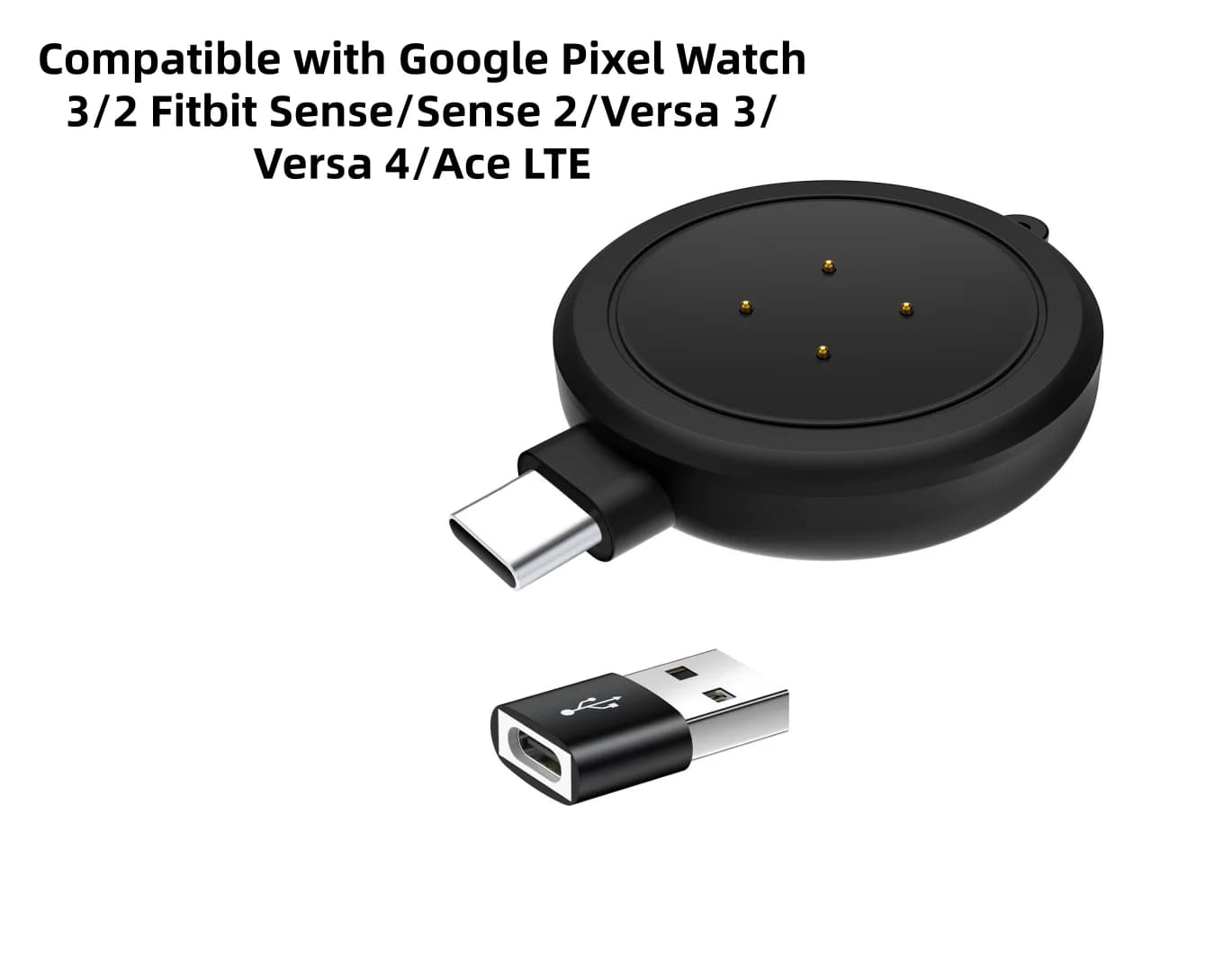 Dock di ricarica per Google Pixel Watch 3/2, adattatore sostitutivo per portachiavi compatibile con Fitbit Sense 1/2, Versa 3/4 Smartwatch
