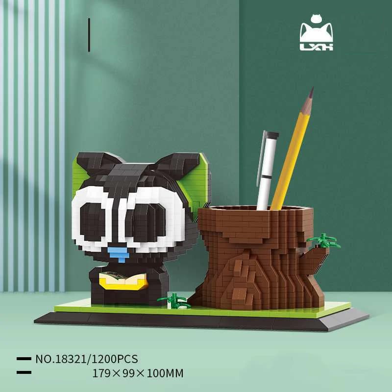 IDEA cancelleria Building Brick Little Black Cat Pen Container Micro Diamond Block Lovely Cartoon Nanobrick Toy per regali per bambini