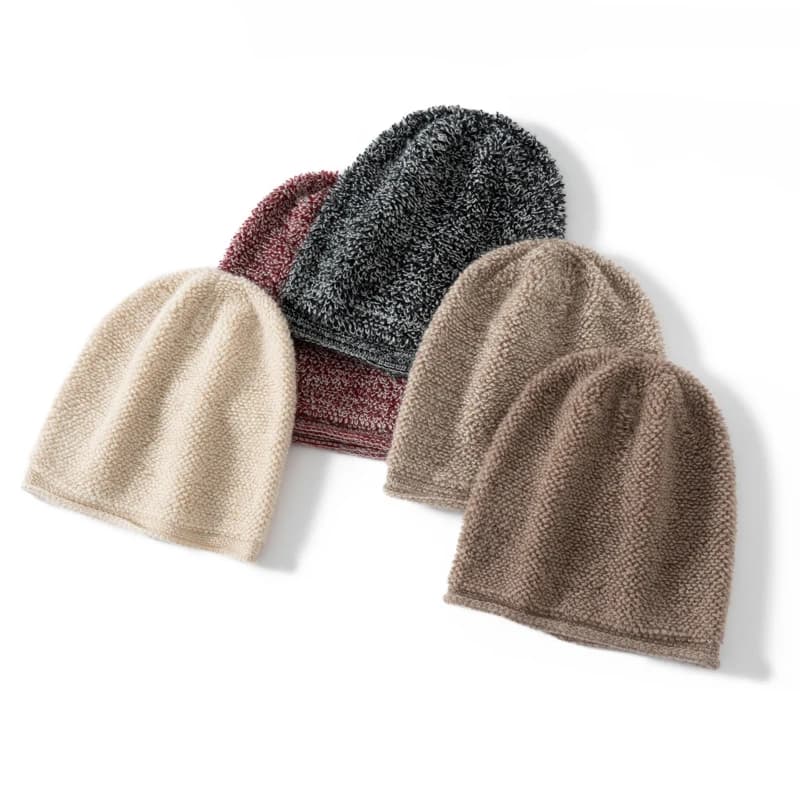 New Autumn Winter 100% Pure Cashmere Outdoor Cuffed Warm Hooded Hat Cozy Snug Fit Woolen Cap for Cold Weather