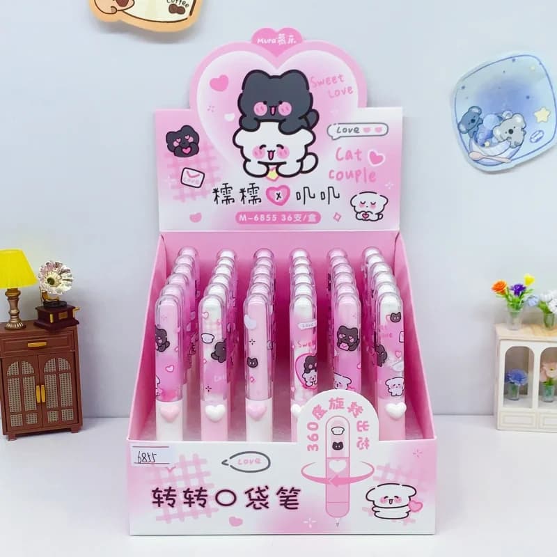 36pcs/lot Creative Cat Gel Pen Cute 0.5mm Black Ink Gel Pens For Writing Office School Supply