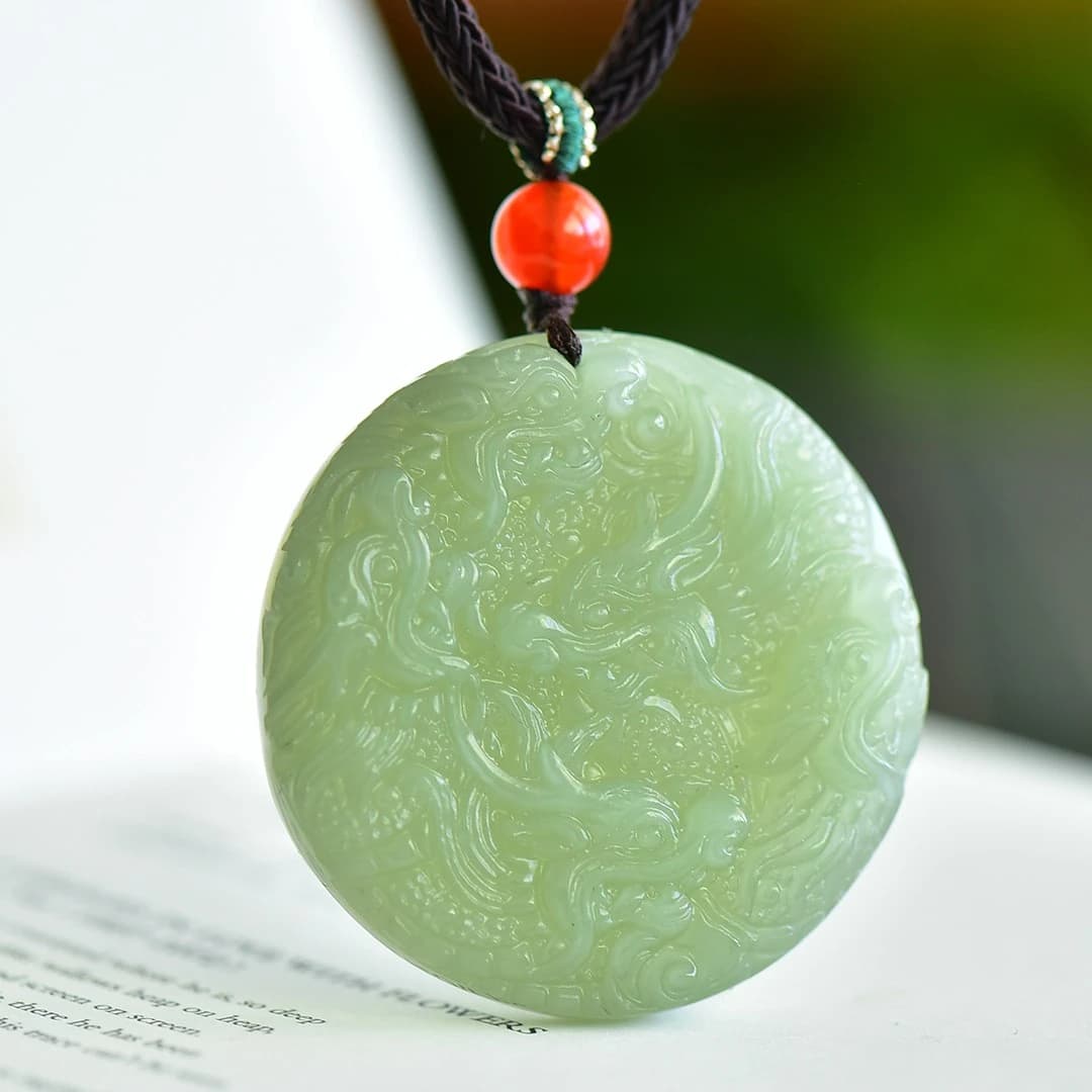 Genuine China Nephrite Stone Certified Jade Dragon Pendant Necklace Women Fine Jewelry Natural Hetian Jade Lucky Charms Amulets