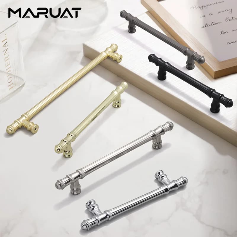 Maniglie per ante dell'armadio europeo maniglie per mobili da cucina in lega di zinco di rame spazzolato da 128mm manopole per cassetti maniglie per mobili in oro brillante