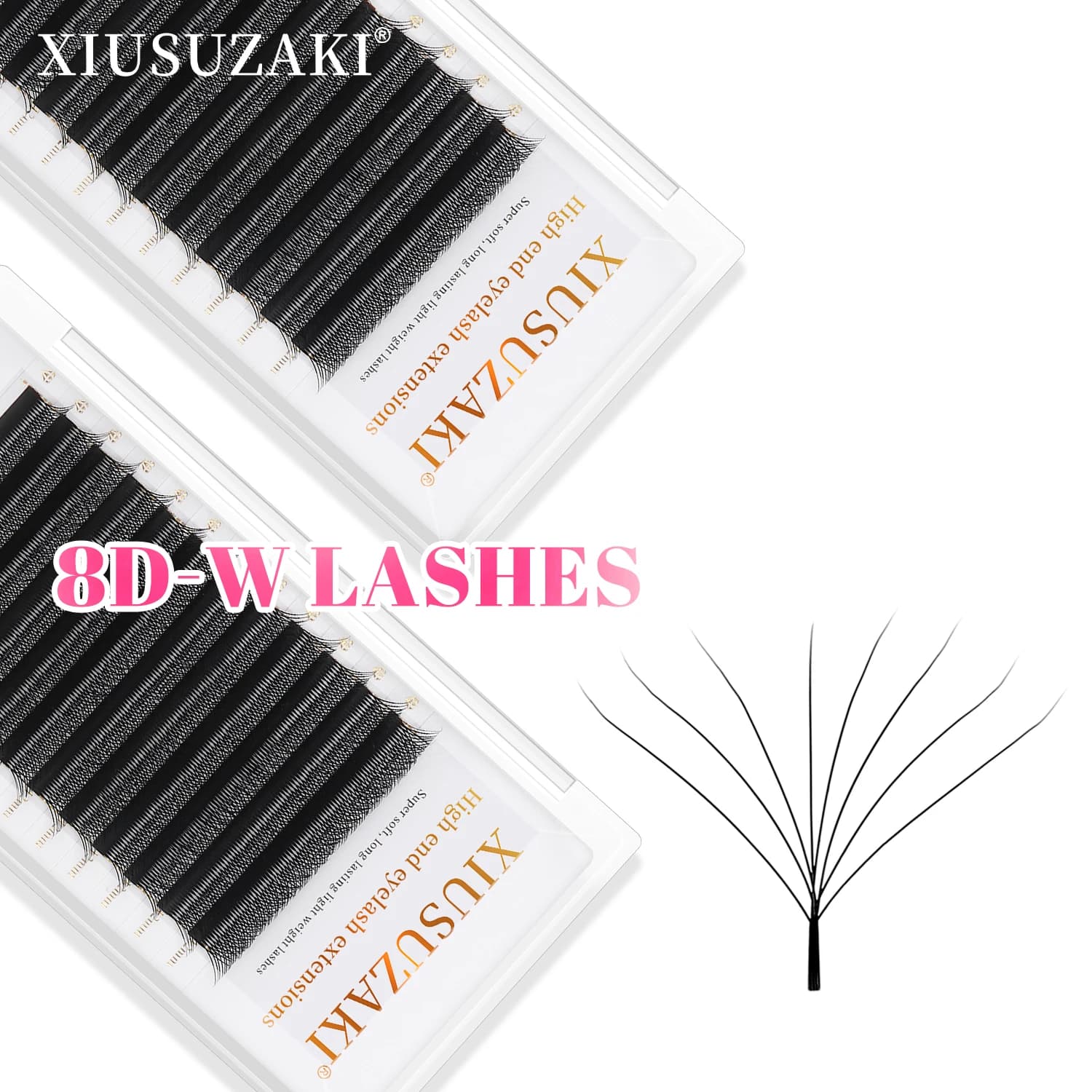 XIUSUZAKI Estensioni ciglia a forma di W Naturale morbido 8DW Ventole prefabbricate Estensione ciglia finte individuali Soffici ciglia di visone Trucco