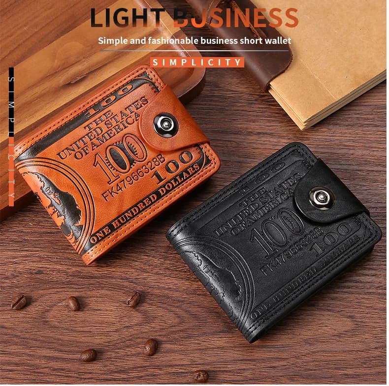 Portafogli da uomo con motivo da 100 dollari USA, portafoglio in pelle da uomo con cerniera, porta carte, tasca portamonete, cartera hombre