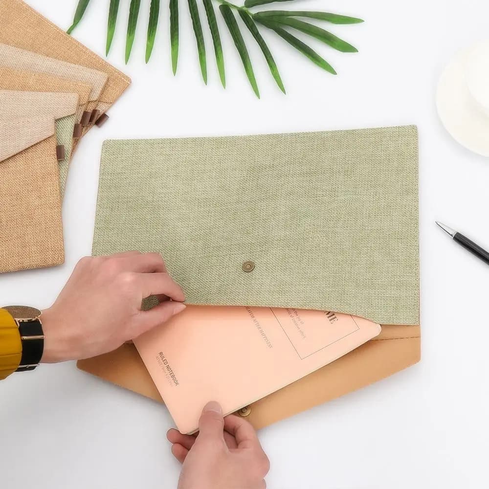 Students Simple Portable Organizer Canvas Felt File Briefcase Paper Holder Document Bag File Folder