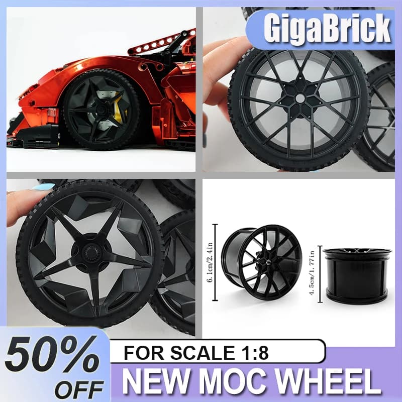 GULY Mozzo Ruota Building Block Accessori Mozzo Placcatura Nero Compatibile MOC LEGO Scala 1:8 Auto Tecnica Regali Di Compleanno Di Natale