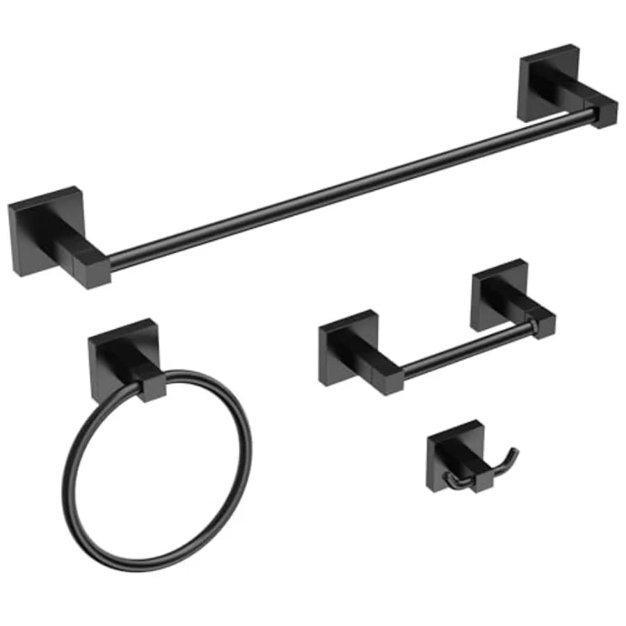 Set di accessori per il bagno: acciaio inossidabile nero opaco e lega di zinco, accessori moderni da parete per portasciugamani, WC