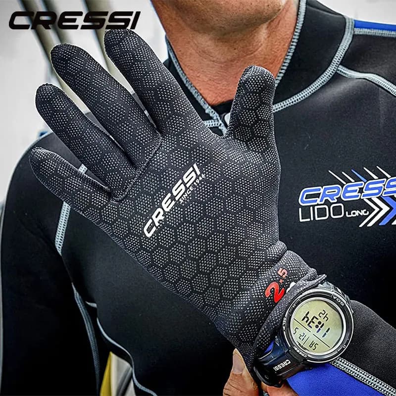 Cressi HIGH STRETCH Neoprene sub Gloves Scuba Diving Snorkeling five-tip gloves 2.5 mm 3.5 mm 5 mm Man and woman for adults