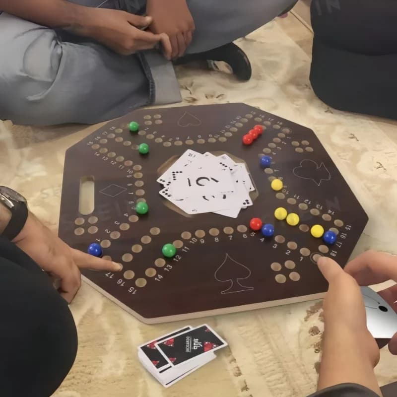 Giochi da tavolo, 4 giocatori, arabo, giochi da tavolo, giochi di società, giochi di viaggio, giochi di strategia, legno robusto, colore noce