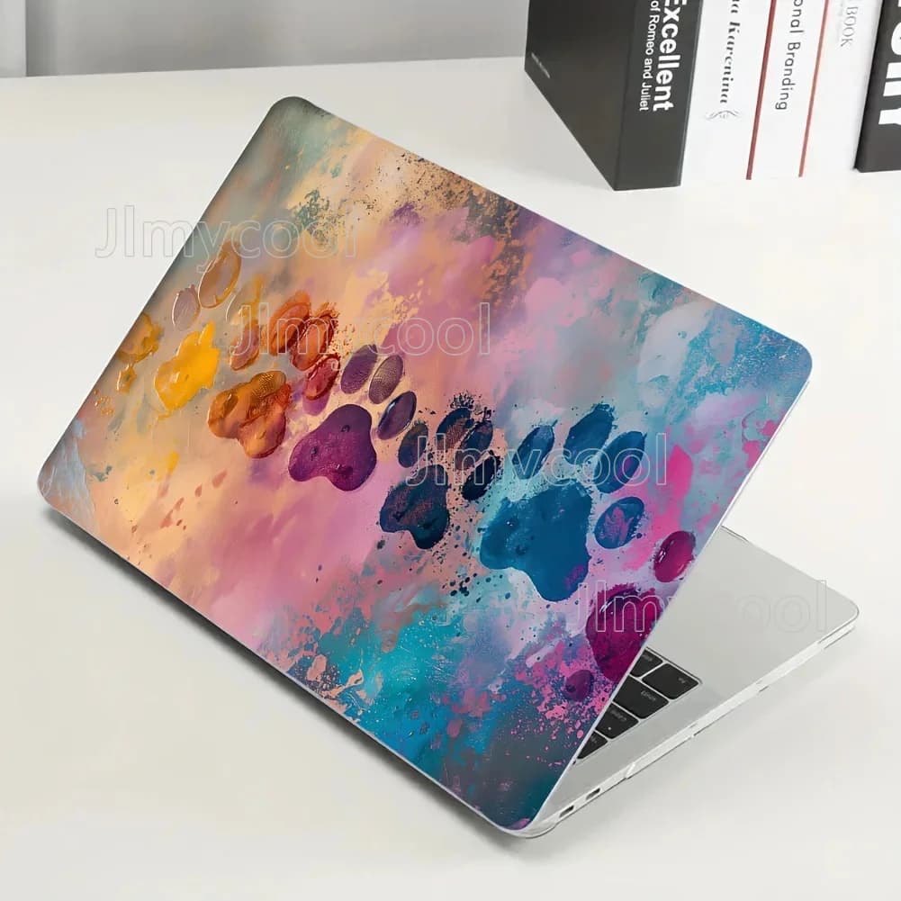Confezione da 2 pellicole per laptop in PVC stampato con artiglio di gatto vivido, resistente ai graffi, con motivo ad acquerello astratto, custodia protettiva per notebook