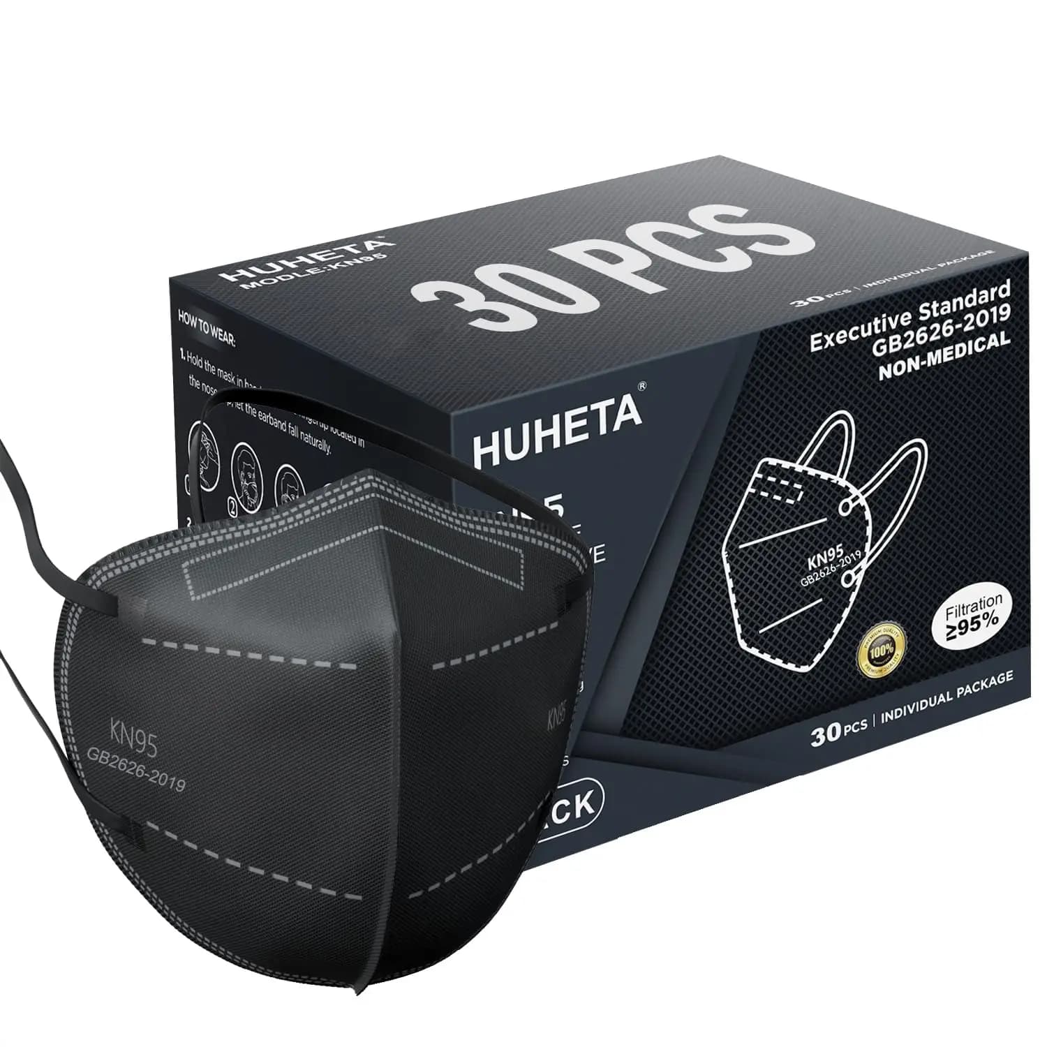 KN95 Masks, 30 Packs Singolarly Packed, 5 Road Breathable Safety Mask with Filtration Efficiency Above 95%