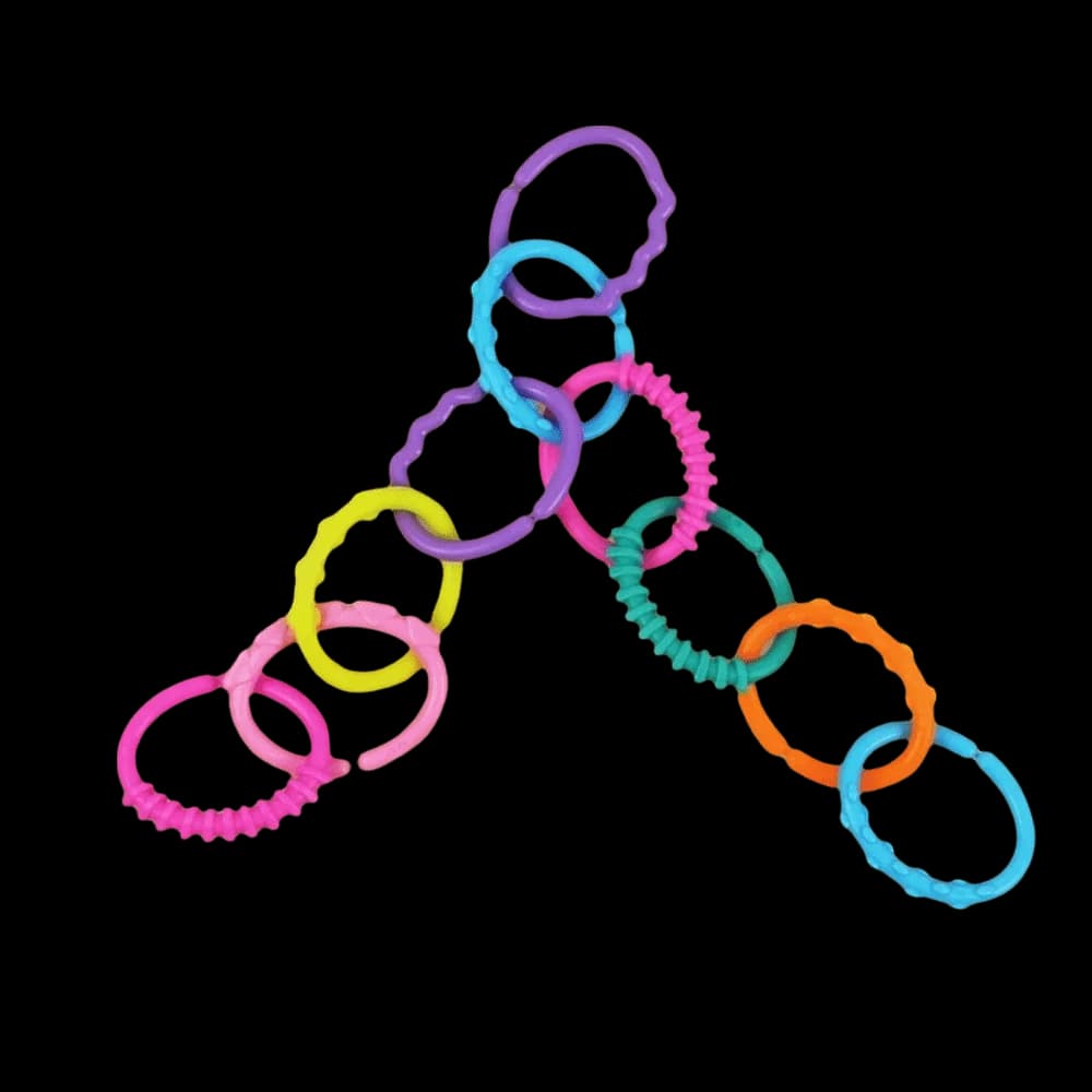 10PCS Rainbow Color Connecting Rings Gentle Touching Smooth Surface Rainbow Hanging Ring Hanging Plastic Stroller Attachment