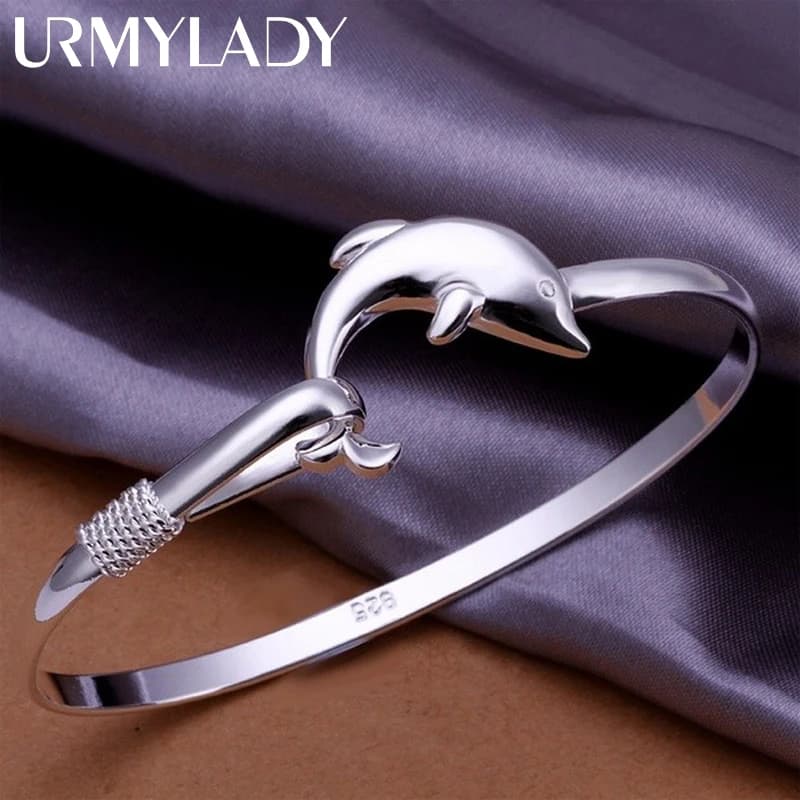 URMYLADY braccialetto in argento 925 braccialetto per le donne matrimonio ragazza regalo preferito gioielli di alta qualità moda nobile temperamento delfino