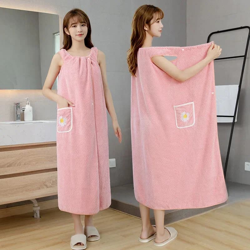 Women's Bathroom Bathrobe, wearable, polyester, super absorbent, long style, washable, to dry hair, for domestic use