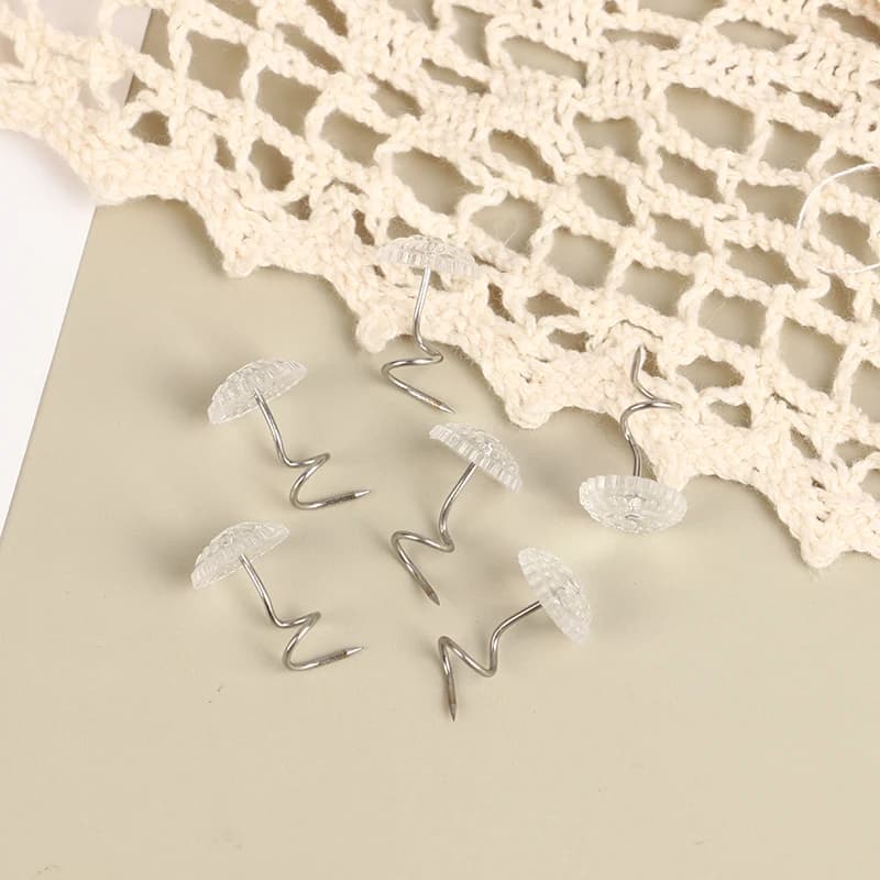 100pcs Stainless Steel Fixed Fasteners for Upholstery Sofa Chair Covers Drapery Nail Holders Clear Headed Twist Pins