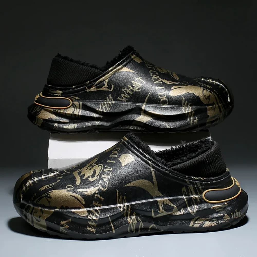 Scarpe calde in cotone Pantofole da uomo Tacchi avvolgenti Pantofole in peluche Pantofole invernali antiscivolo impermeabili Pantofole da casa da uomo con plateau