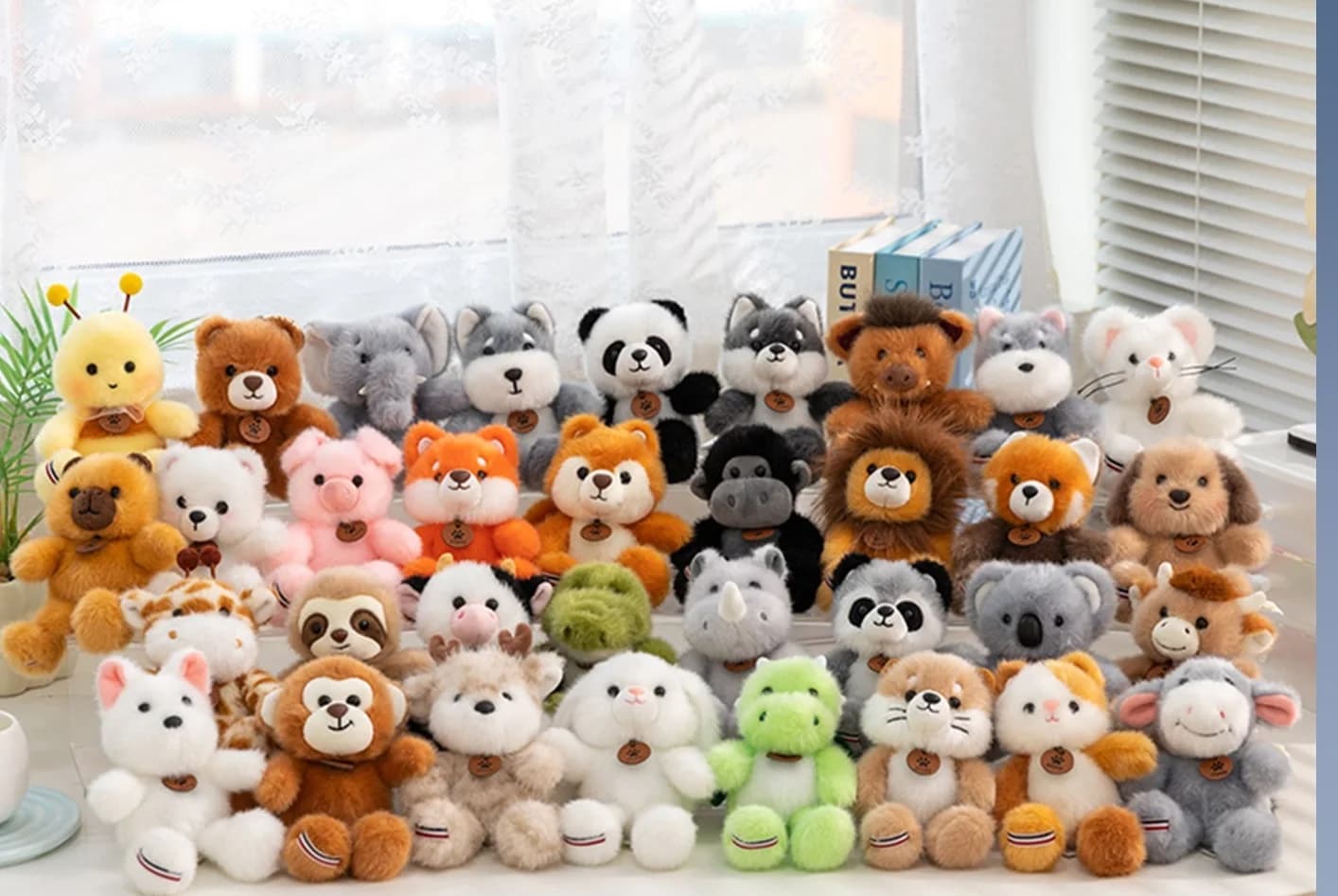 Plush toy pendant manufacturer direct sales forest animal cute jumping series three flower cat and dog pendant